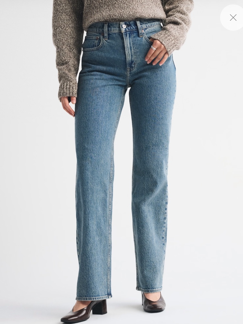 Abercrombie & Fitch Medium Blue High-Rise Wide-Leg Jeans